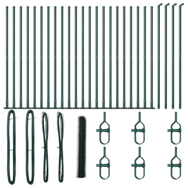 vidaXL Afrasteringspaal Groen 50 x 1,2 m (36 mm gaas) Staal en PVC