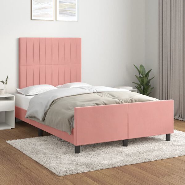 vidaXL Bedframe zonder matras 120x190 cm fluweel roze