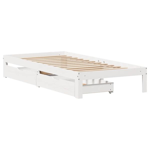 vidaXL Bedframe met lades massief grenenhout wit 90x190 cm
