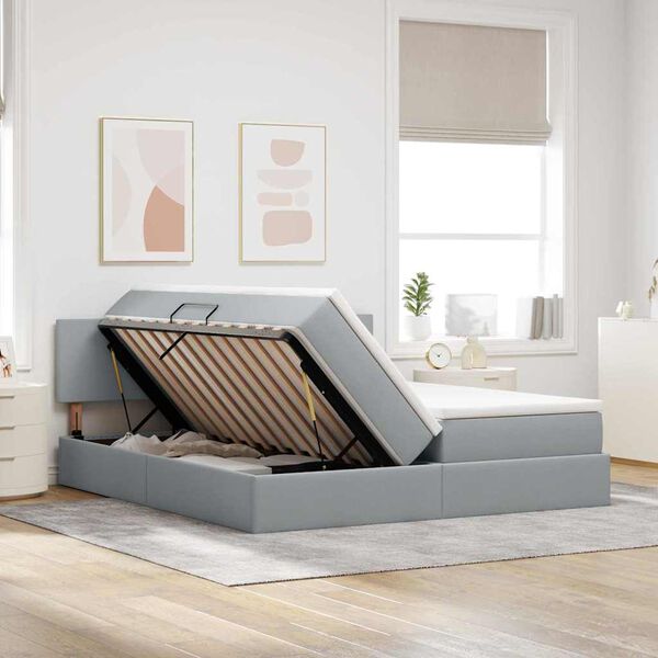 vidaXL Opslag bed met matras Lichtgrijs 180 x 200 cm Nep Leer