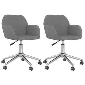 vidaXL Eetkamerstoelen draaibaar 2 st stof lichtgrijs