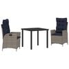 vidaXL Tuin eettafelset 3 st Grijs en zwart Rattan
