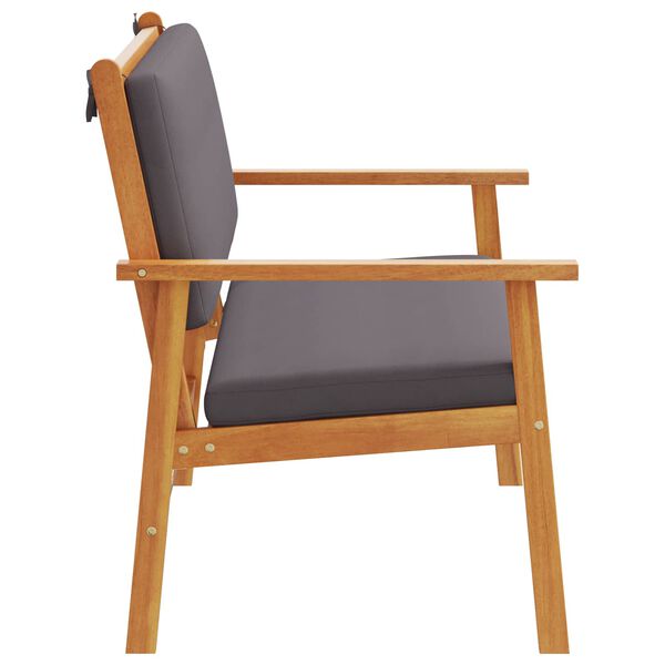 vidaXL Tuinbank met kussen Antraciet Massief Acaciahout