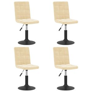 vidaXL Eetkamerstoelen draaibaar 4 st fluweel cr&egrave;mekleurig