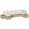 vidaXL Tuinbankenset met kussen 7 pcs Beige poly rattan