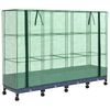 vidaXL Tuinplantenbak met Kasbedekking en Wielen 4 st Blauw Grijs PP