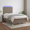 vidaXL Boxspring met matras en LED stof taupe 120x190 cm