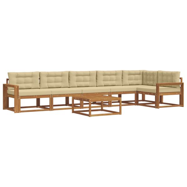 vidaXL Buiten bankenset met kussen 7 pcs Natuurlijk en Beige