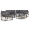 vidaXL 6-delige Loungeset met kussens poly rattan antracietkleurig