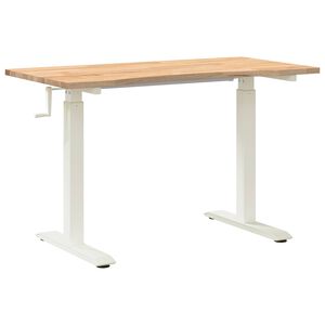 vidaXL Bureau Wit en Natuurlijk 120 x 60 cm Massief Eikenhout