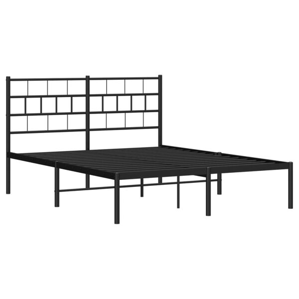 vidaXL Bedframe met hoofdbord metaal zwart 140x190 cm