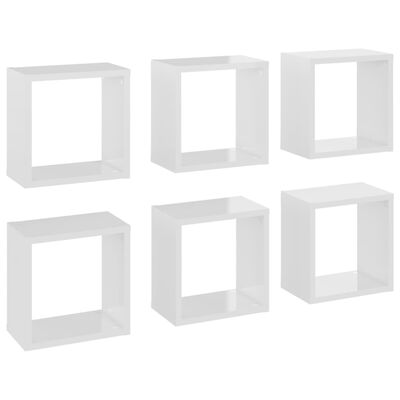 vidaXL Wandschappen kubus 6 st 26x15x26 cm hoogglans wit