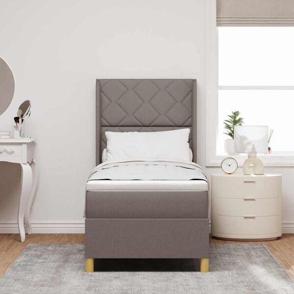 vidaXL Boxspringbed met matras met hoofdeinde Taupe 80 x 200 cm Stof