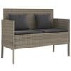 vidaXL Tuinbank met kussens poly rattan grijs