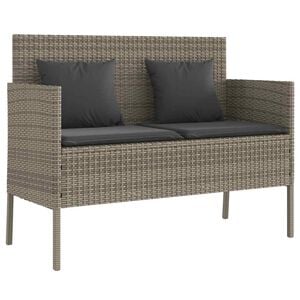 vidaXL Tuinbank met kussens poly rattan grijs
