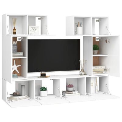 vidaXL 6-delige Tv-meubelset spaanplaat wit