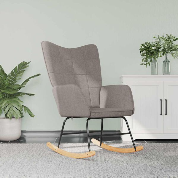 vidaXL Schommelstoel stof taupe
