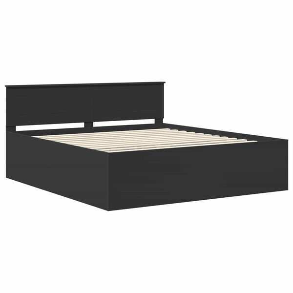 vidaXL Bedframe met hoofdeinde Zwart 200 x 200 cm Bewerkt hout