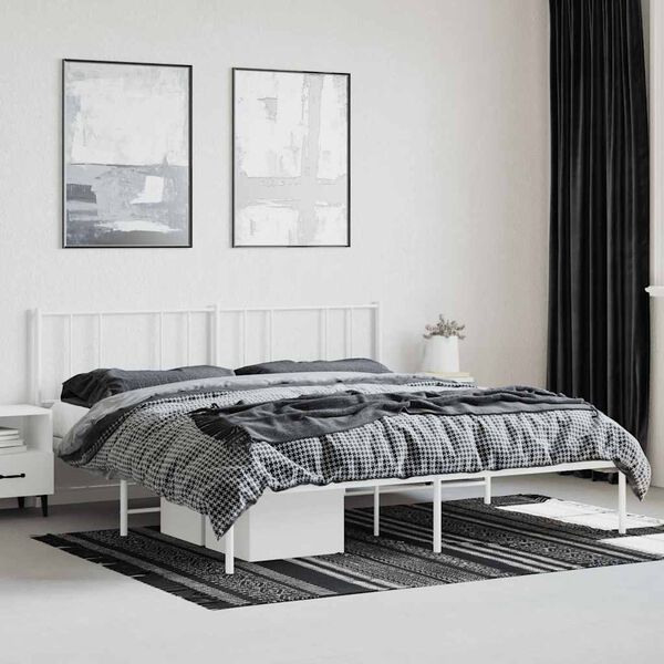 vidaXL Bedframe met hoofdbord metaal wit 180x200 cm