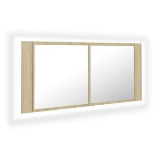 vidaXL Badkamerkast met spiegel LED acryl sonoma eikenkleurig