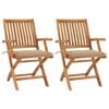 vidaXL Tuinstoelen 2 st met beige kussens massief teakhout