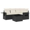 vidaXL 5-delige Loungeset met kussens poly rattan zwart