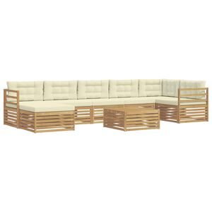 vidaXL Buiten bankenset 8 st Wit en cr&egrave;mekleurig Polyester