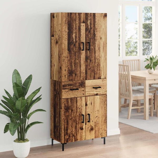 vidaXL Highboard met lade Oud Hout 69,5 x 34 x 180 cm Bewerkt hout