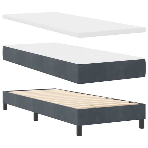vidaXL Boxspringbed met matras Donkergrijs 80 x 200 cm Fluweel