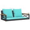 vidaXL Schommelbank met kussens 109x62x40 cm poly rattan zwart
