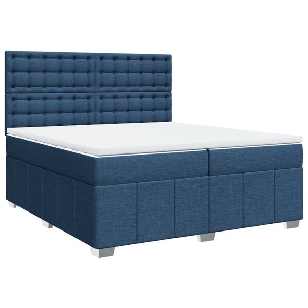 vidaXL Boxspring met matras stof blauw 200x200 cm
