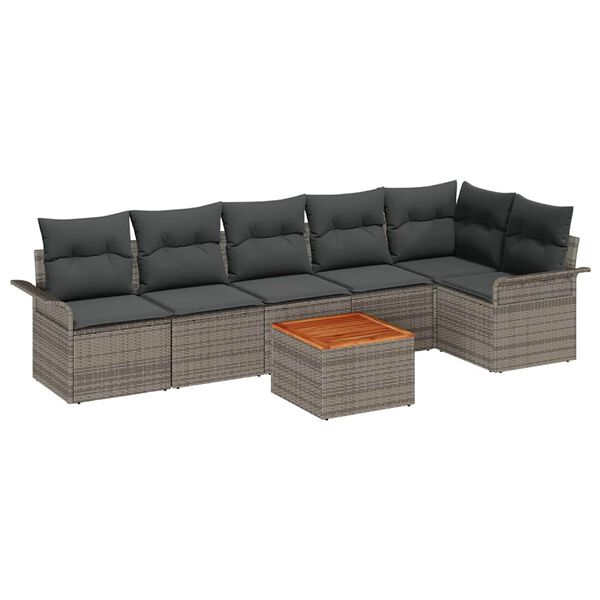 vidaXL Tuin Sofa Set met kussen met opslag met kussen 7 pcs Grijs