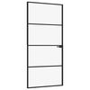 vidaXL Binnendeur 93x201,5 cm gehard glas en aluminium smal zwart