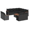 vidaXL 12-delige Loungeset met kussens poly rattan zwart