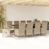 vidaXL 11-delige Tuinset met kussens poly rattan beige