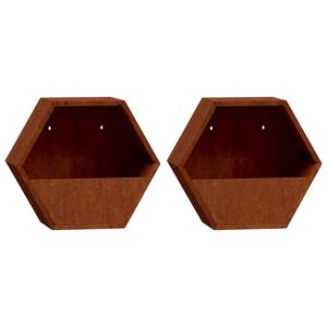 vidaXL Plantenbakken wandmontage 2 st 46x10x40 cm cortenstaal roestig