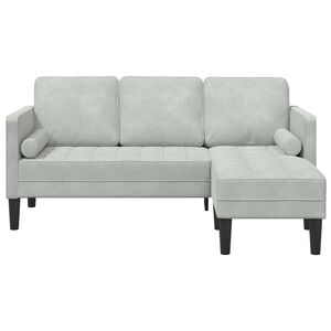 vidaXL Bankstel met kussen Lichtgrijs Polyester