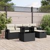 vidaXL 6-delige Loungeset met kussens poly rattan zwart