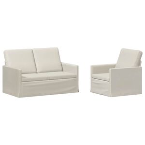vidaXL Bankstel 2 pcs Cr&egrave;mekleurig fluweel