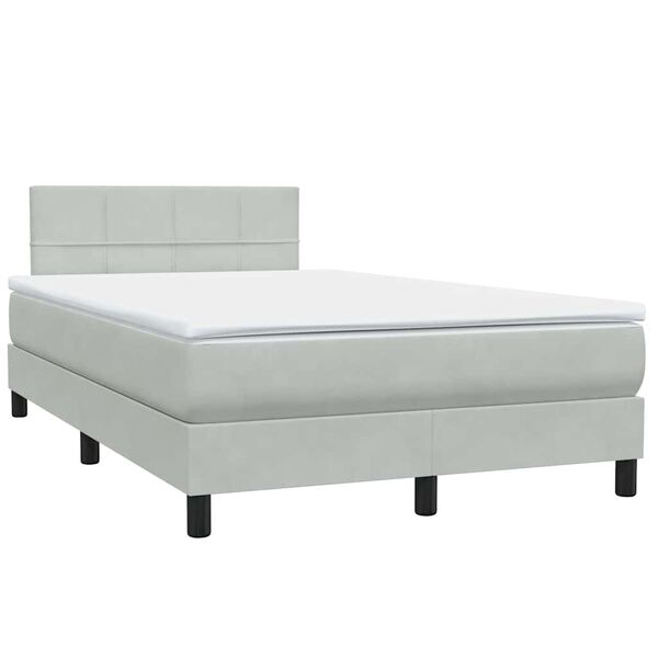 vidaXL Boxspring met matras fluweel lichtgrijs 120x220 cm