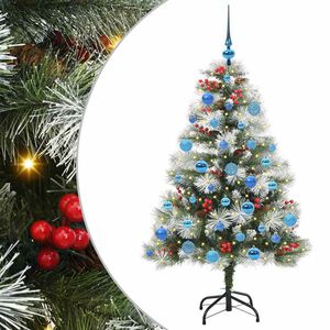 vidaXL Kunstkerstboom Groen en wit 150 cm PVC en Metaal en Plastic