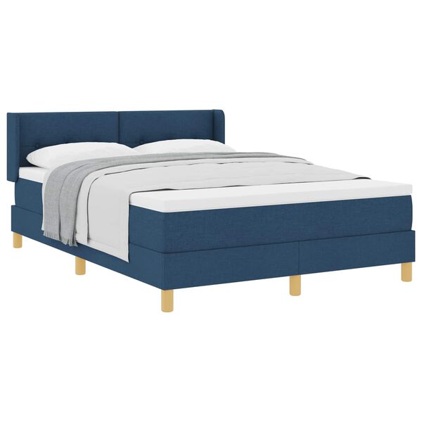 vidaXL Boxspringbed met matras met hoofdeinde Blauw 160 x 200 cm Stof