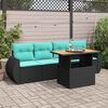 vidaXL 5-delige Loungeset met kussens poly rattan zwart