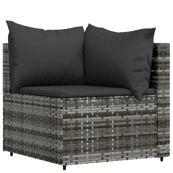 vidaXL 4-delige Loungeset met kussens poly rattan grijs
