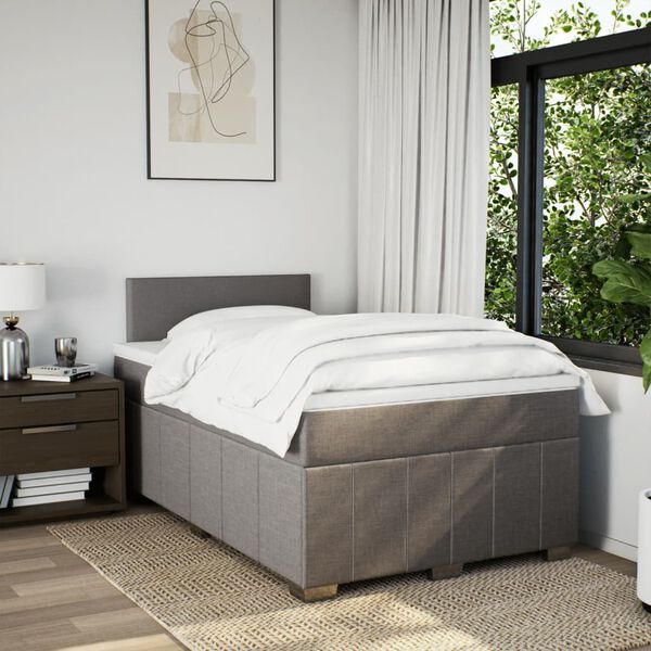 vidaXL Boxspring met matras stof taupe 120x190 cm