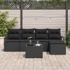 vidaXL Bankstel met kussen 6 pcs Zwart poly rattan