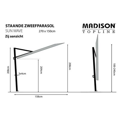 Madison Balkonparasol Sun Wave 270x150 cm taupe PAC3P015