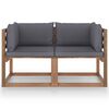 vidaXL Tuinbank 2-zits pallet met antracietkleurige kussens grenenhout