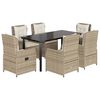 vidaXL 7-delige Tuinset met kussens poly rattan beige