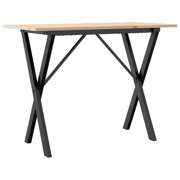vidaXL Eettafel X-frame 100x50x75 cm massief grenenhout en staal